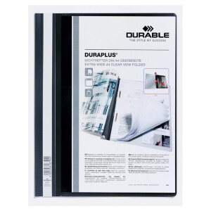 Präsentationshefter Durable Duraplus 2579 - A4 240 x 311 mm schwarz mit Sichttasche und Beschriftungsfeld strapazierfähige Folie
