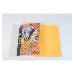 Präsentationshefter Durable Duraplus 2579 - A4 240 x 311 mm gelb mit Sichttasche und Beschriftungsfeld strapazierfähige Folie
