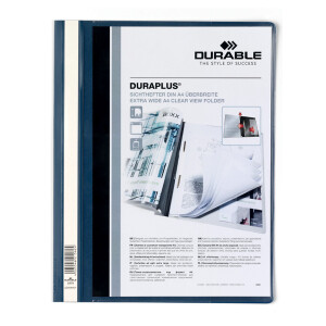 Präsentationshefter Durable Duraplus 2579 - A4 240 x 311 mm dunkelblau mit Sichttasche und Beschriftungsfeld strapazierfähige Folie
