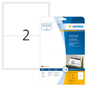 Textilnamensschild Herma 4519 - 199,6 x 143,5 mm weiß ablösbar für Drucker Laserdrucker/Kopierer Acetatseide Pckg/40