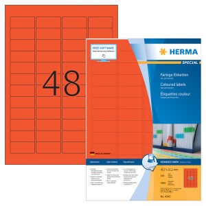 Universaletikett Herma 4545 - A4 45,7 x 21,2 mm rot permanent FSC Papier für alle Druckertypen Pckg/4800