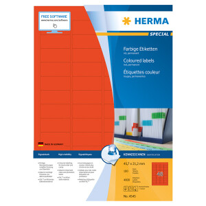 Universaletikett Herma 4545 - A4 45,7 x 21,2 mm rot permanent FSC Papier für alle Druckertypen Pckg/4800