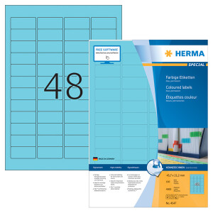 Universaletikett Herma 4547 - A4 45,7 x 21,2 mm blau permanent FSC Papier für alle Druckertypen Pckg/4800