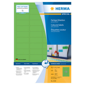 Universaletikett Herma 4549 - A4 45,7 x 21,2 mm grün permanent FSC Papier für alle Druckertypen Pckg/4800