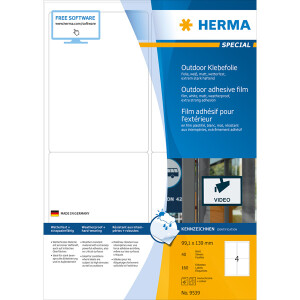 Folienetikett Herma 9539 - A4 99,1 x 139 mm weiß permanent matt wetterfest Polyesterfolie für Laser, Kopierer, Farblaserdrucker Pckg/160