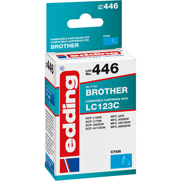 Tintendruckerpatrone edding ersetzt Brother 446-EDD - cyan LC123 ca. 600 Seiten 11 ml