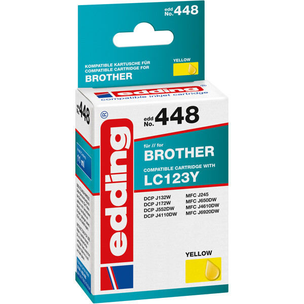 Tintendruckerpatrone edding ersetzt Brother 448-EDD - gelb LC123 ca. 600 Seiten 11 ml