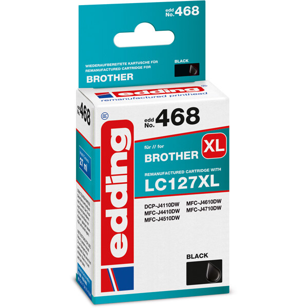 Tintendruckerpatrone edding ersetzt Brother 468-EDD - schwarz LC127XL ca. 1.200 Seiten 27 ml