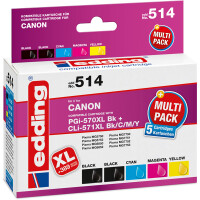 Tintendruckerpatrone edding ersetzt Canon 514-EDD - 4-farbig 570XL+571XL (PGI-570XL/CLI-571XL BK/C/M/Y) ca. 2.950 Seiten 1 x 25 ml + 4 x 13 ml