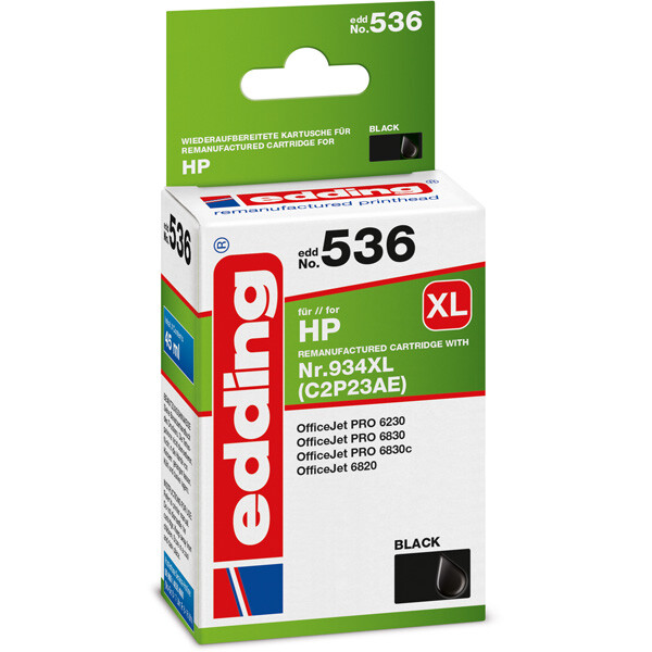 Tintendruckerpatrone edding ersetzt Hewlett Packard 536-EDD - schwarz Nr. 934 XL (C2P23AE) ca. 1.700 Seiten 45 ml