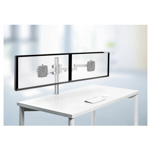 Monitorhalter Set Novus-MPS TSS Duo 220+0270+000 - TSS-Säule und 2 TSS-Faltarme silber Tischklemme Befestigungsstandard 75/100 bis je 6,5 kg