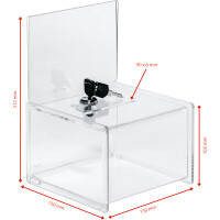 Aktionsbox sigel VA151 - 150 x 220 x 150 mm transparent mit Einstecktafel und Schloss Acryl