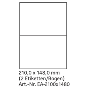 Universaletikett Igepa EA-2100x1480 - A4 210 x 148 mm weiß permanent Papier für alle Druckertypen Pckg/200