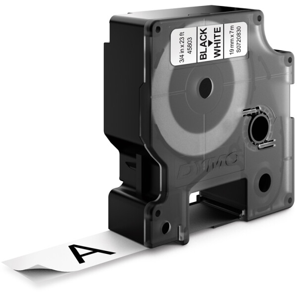 Schriftbandkassette Dymo 2093098 - 19 mm x 7 m D1-Band schwarz auf weiß selbstklebend Polyester Endlos/10er-Set
