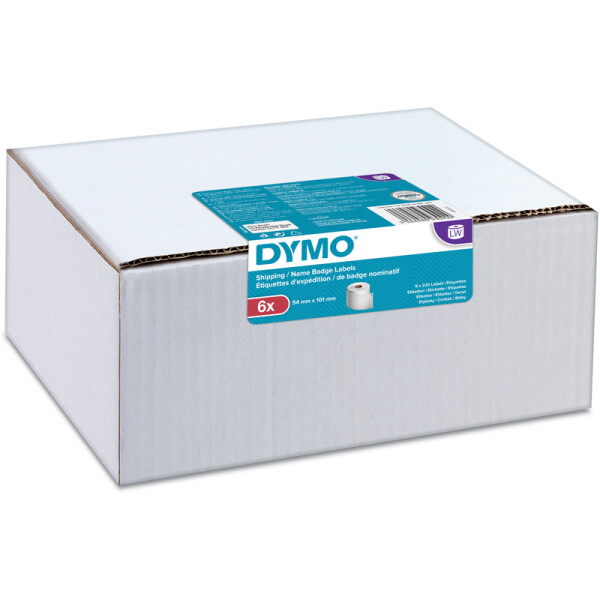 Etikettendrucker Rollenetikett Dymo 2093092 - auf Rolle Adress-Etikett 54 x 101 mm weiß permanent Thermopapier für Thermodrucker Karton/6x220