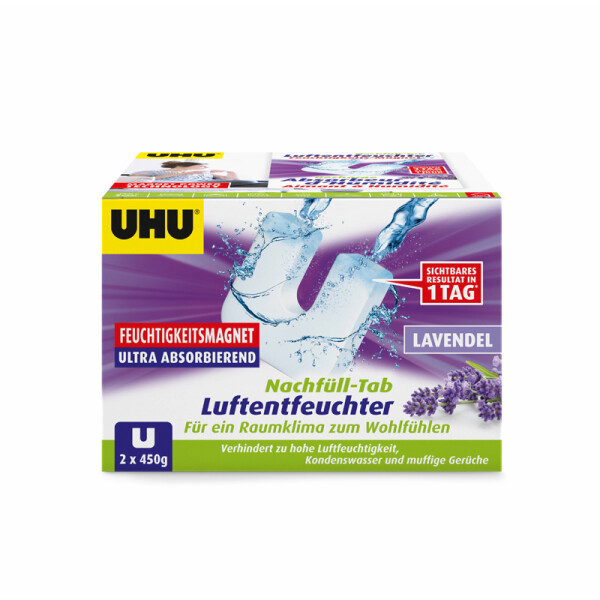 Luftentfeuchter Nachfülltab UHU 53175 - Duft Lavendel 2 x 450 g