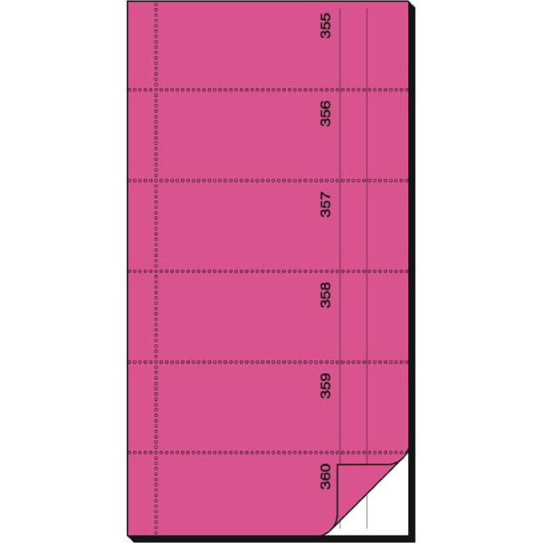 Bonbuch sigel BO072 - 105 x 200 mm rosa 2 x 60 Blatt 360 Bons
