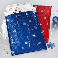 Luftpolstertasche Weihnachten sigel GB106 - 335 x 250 mm blau/weiß haftklebend ohne Fenster Pckg/3
