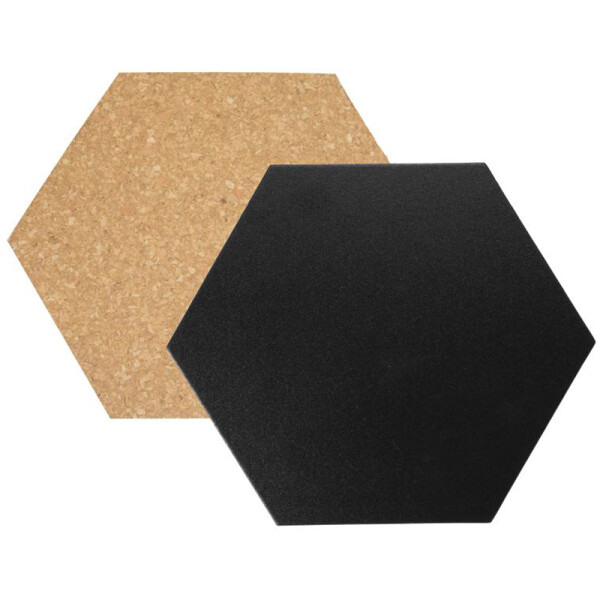 Korkkreidetafel Securit Chalk & Cork 17-FB-CBX - 46 x 23,7 x 2 cm Hexagon 3x Kork, 4x Tafel inkl. 6 Pins, 21 Klebepads und Kreidestift Set