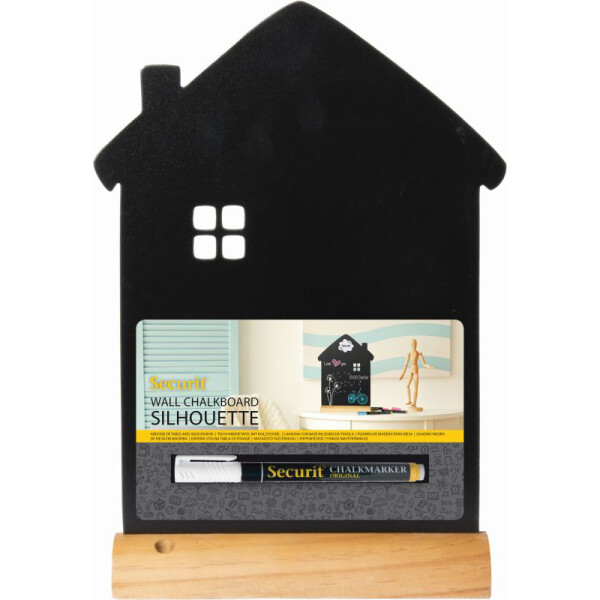 Kreidetafel Silhouette Securit Boards 17-FBT-HOUSE - 32 x 23 cm Haus inkl. Holzfuß und weißem Kreidestift