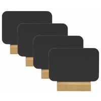 Kreidetafel Silhouette Securit Boards 17-FBT-RECT-4 - 7,5 x 9 cm Rechteck inkl. Holzfuß 4er-Set