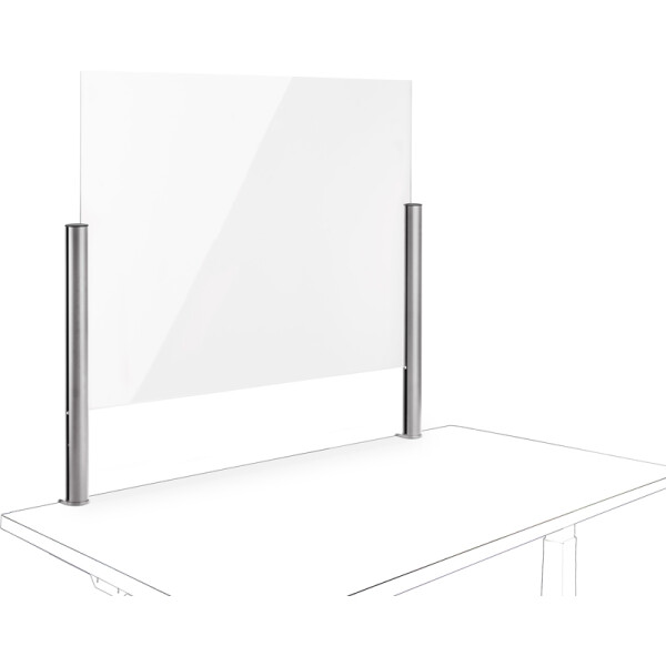 Trennwand Novus-MPS POS Protect 854+0419+000 - 100 x 75 cm silber mit Systemzwinge 1 Acryl-Glasscheibe