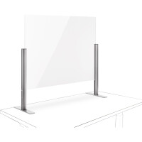 Trennwand Novus-MPS POS Protect 854+0469+000 - 100 x 75 cm silber mit Standfuß Acryl-Glasscheibe