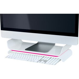 Monitorständer Leitz Ergo WOW 6504 - 483 x 112 x 209 mm weiß/pink höhenverstellbar 55 / 77 mm bis zu 15 kg
