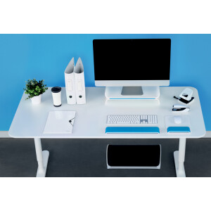 Monitorständer Leitz Ergo WOW 6504 - 483 x 112 x 209 mm weiß/blau höhenverstellbar 55 / 77 mm bis zu 15 kg