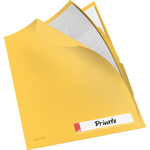 Sichthülle Leitz Cosy Privacy 4716 - A4 313 x 229 mm gelb mit Beschriftungsfenster 3 Fächer oben/rechts offen 0,20 mm PP-Folie Pckg/3