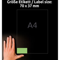 Universaletikett Avery Zweckform 3450 - A4 70 x 37 mm grün permanent FSC Papier für alle Druckertypen Pckg/240