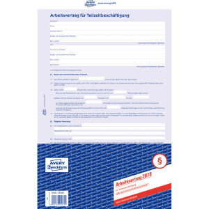 Arbeitsvertrag Avery Zweckform 2878 - A4 210 x 297 mm blau 2-seitig mit Durchschlag selbstdurchschreibend Pckg/5