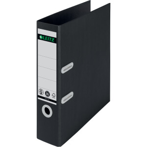 Ordner Leitz Recycle 1018 - A4 320 x 285 mm schwarz 80 mm breit 180° Mechanik Recyclingkarton