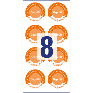 Prüfplaketten Avery Zweckform 6952 - auf Bogen 2021-2026 Ø 30 mm orange permanent wetterfest/widerstandsfähig Vinylfolie für Handbeschriftung Pckg/80