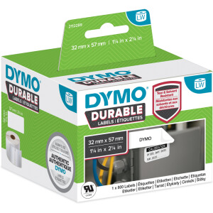 Etikettendrucker Rollenetikett Dymo 2112289 - auf Rolle Hochleistungs-Etikett 32 x 57 mm weiß permanent Polypropylen für Thermodrucker Pckg/800