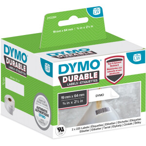 Etikettendrucker Rollenetikett Dymo 2112284 - auf Rolle Hochleistungs-Etikett 19 x 64 mm weiß permanent Polypropylen für Thermodrucker Karton/2x450