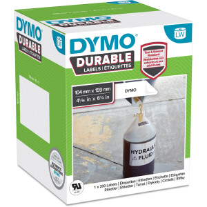 Etikettendrucker Rollenetikett Dymo 2112287 - auf Rolle Hochleistungs-Etikett 104 x 159 mm weiß permanent Polypropylen für Thermodrucker Pckg/200