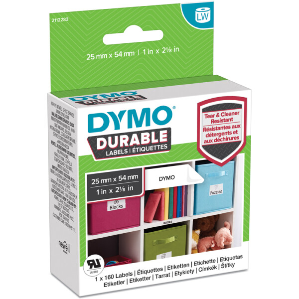 Etikettendrucker Rollenetikett Dymo 2112283 - auf Rolle Hochleistungs-Etikett 25 x 54 mm weiß permanent Polypropylen für Thermodrucker Pckg/160
