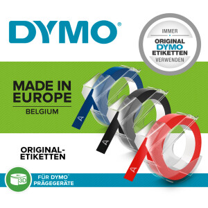 Prägeband Dymo 3D 520109 - 9 mm x 3 m schwarz für Junior, Omega, 1540, 1575 selbstklebend Kunststoff