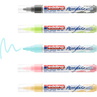 Acrylmarker edding 5100 - farbig sortiert pastell 2-3 mm Rundspitze permanent 5er-Set