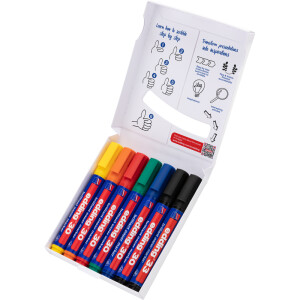 Brillant Papiermarker edding 30 - farbig sortiert 1,5-3 mm Rundspitze/Keilspitze permanent nachfüllbar 7er-Set
