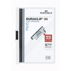 Klemmhefter Durable Duraclip 2200 - A4 307 x 220 mm wei&szlig; bis 30 Blatt Hartfolie