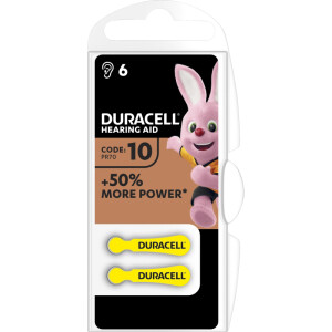 H&ouml;rger&auml;tebatterie Duracell Easy Tab DUR077559 - 10 gelb PR70 Zink-Luft 1,4 Volt Pckg/6