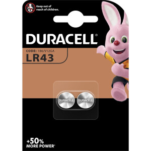 Knopfzellenbatterie Duracell DUR052581 - LR43 V12GA Alkaline 1,5 Volt Pckg/2