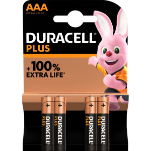 Microbatterie Duracell Plus DUR141117 - AAA LR03 Alkaline 1,5 Volt Pckg/4