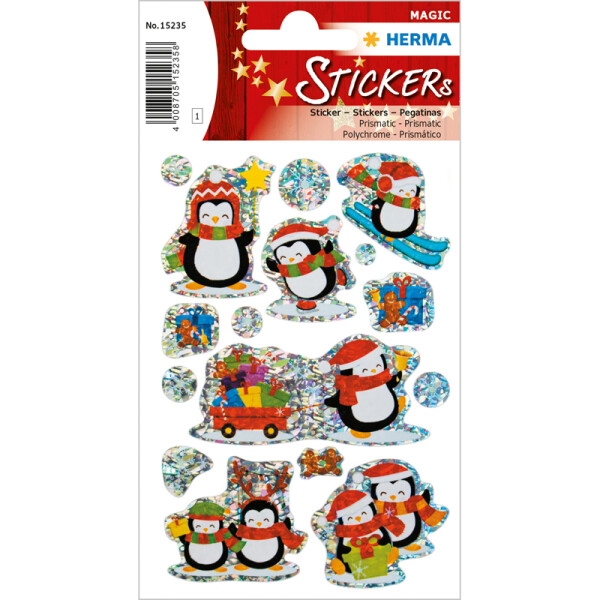 Sticker Weihnachten Herma Magic 15235 - Winter Pinguine Folie 1 Blatt / 8 Stück