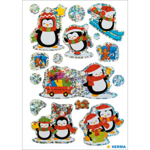 Sticker Weihnachten Herma Magic 15235 - Winter Pinguine Folie 1 Blatt / 8 Stück