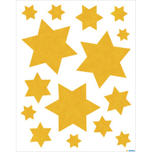 Fensterbild Weihnachten Herma 15644 - Sterne gold ablösbar Folie 1 Bogen / 15 Sticker