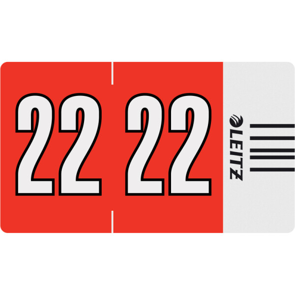 Jahressignal Leitz Orgacolor 6752 - 30 x 23 mm rot Aufdruck 2022 selbstklebend Pckg/100