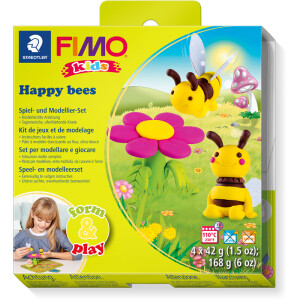Modelliermasse Staedtler FIMO kids 8034 - farbig sortiert Bienen normalfarbend ofenhärtend 42 g 4er-Set